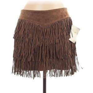 NWT Scully Genuine Leather Fringe Mini Skirt Size XL